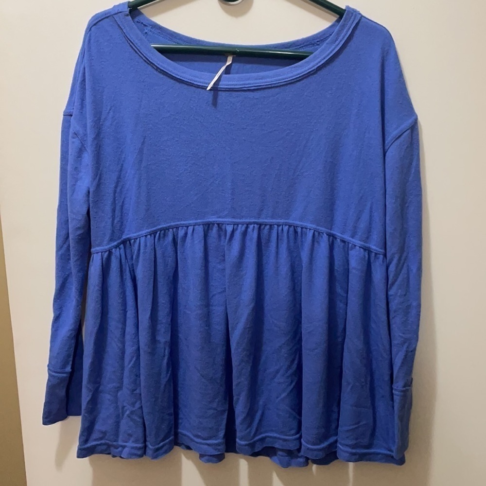 Free People Forever Your Girl Babydoll Blue Top - Picture 6 of 13